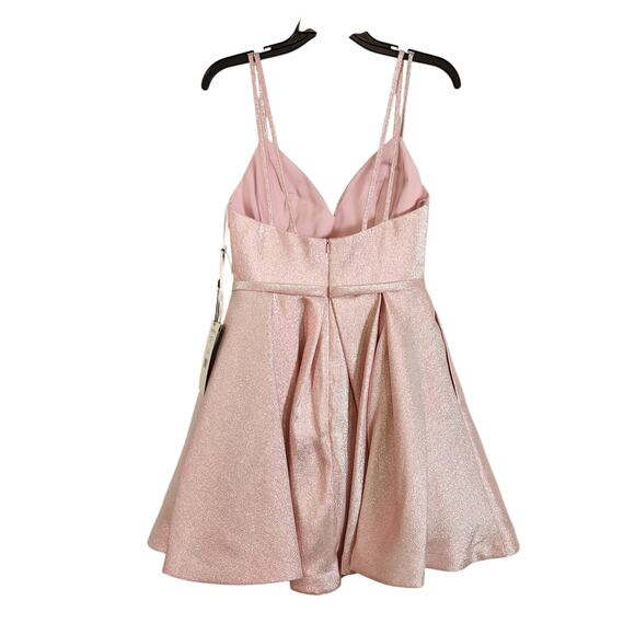 SHERRI HILL Pink Metallic Pleated Dress, Size 4 - Picture 3 of 14